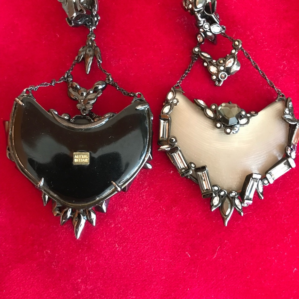 Alexis Bittar Taupe Lucite Clip On Chandelier Earrings with crystals. - Picture 6 of 9